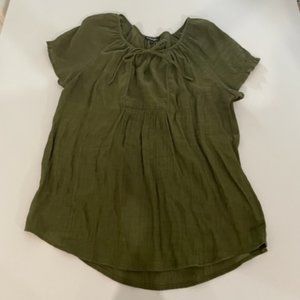 GEORGE Olive Green Peasant Top ~ Size Large